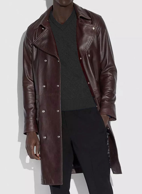 Belted Leather Trench Coat Belted Leather Trench Coat