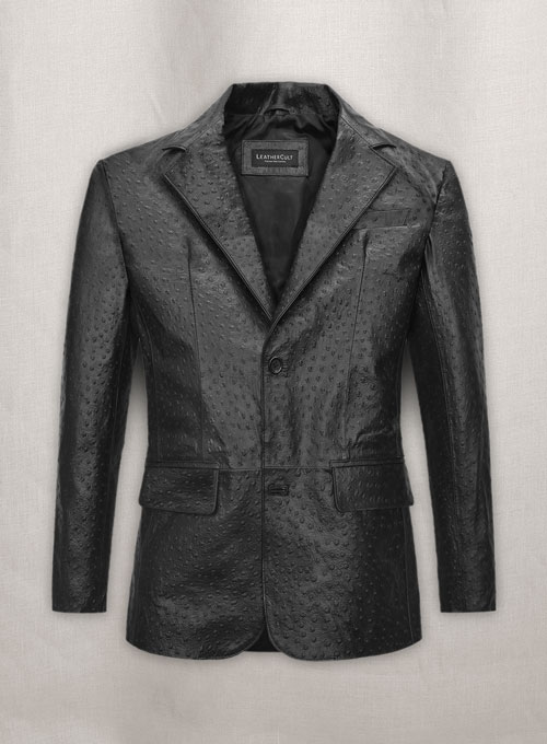 Black Ostrich Leather Blazer