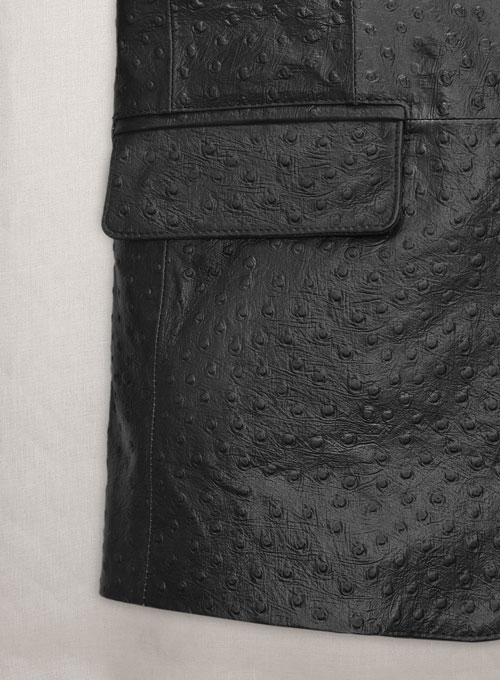 Black Ostrich Leather Blazer