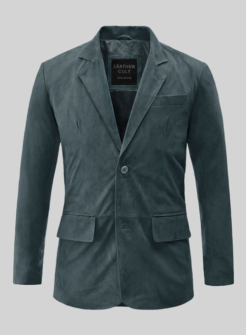 Blue Suede Leather Blazer