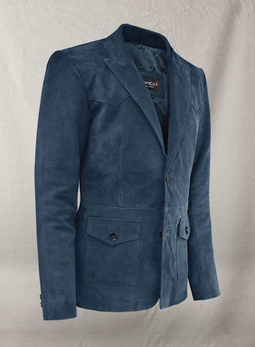 Blue Suede Western Leather Blazer