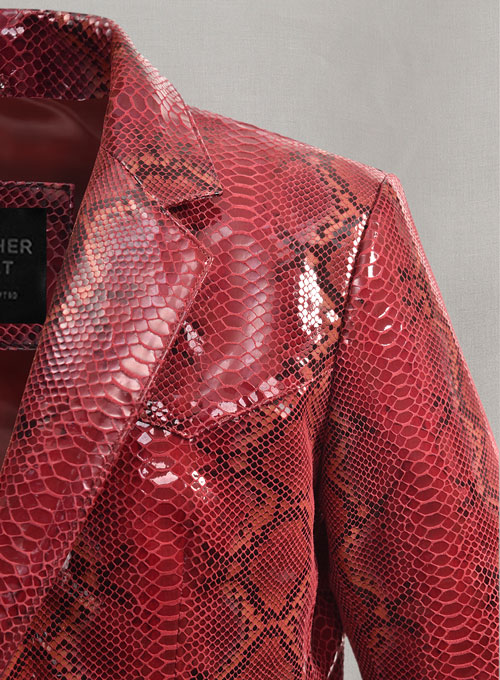 Bold Red Python Western Leather Blazer