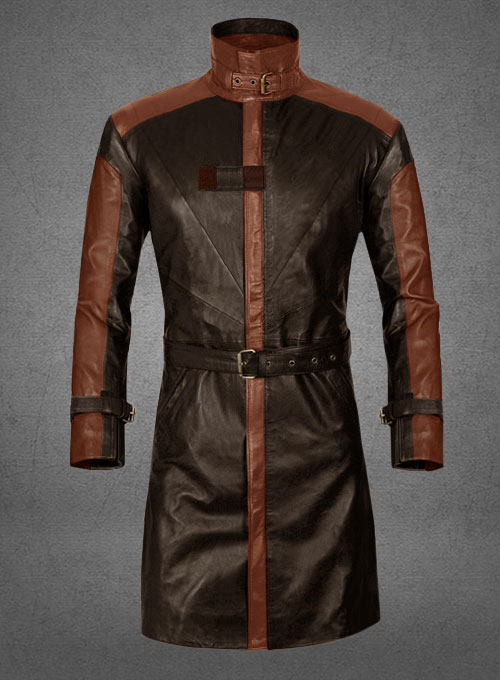Brown Aiden Pearce Watch Dog Leather Trench Coat