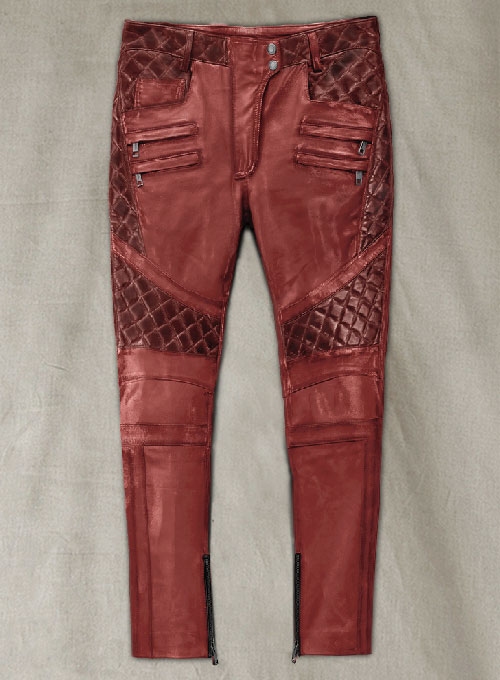 Carrier Burnt Red Leather Pants