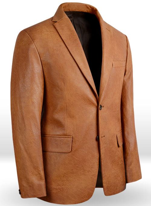 Classic Tan Vegan Leather Blazer