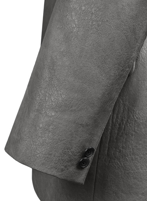 Classic Gray Stretch Pleather Blazer