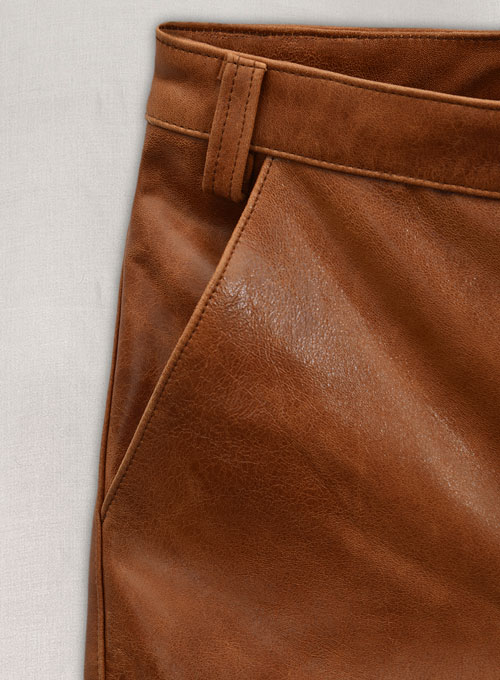 Cognac Ricky Martin Leather Pants