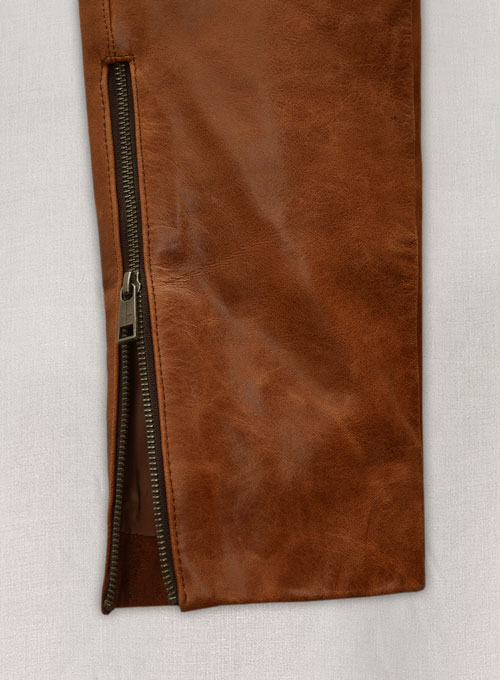 Cognac Ricky Martin Leather Pants
