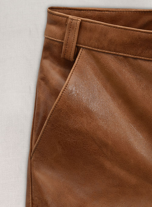 Cognac Ricky Martin Leather Pants - Click Image to Close