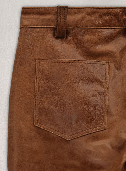 Cognac Ricky Martin Leather Pants - Click Image to Close