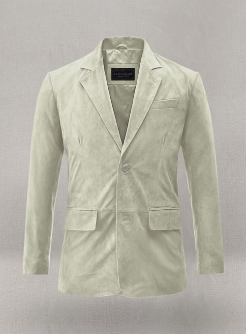 Cream Beige Suede Leather Blazer