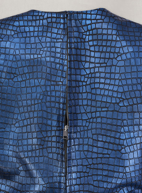 Croc Metallic Blue Cacoon Leather Dress - # 757