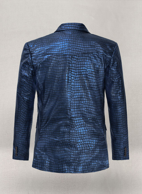 Croc Metallic Blue Western Leather Blazer