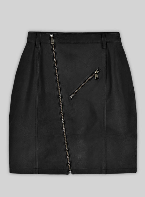 Distressed Black Stylish Leather Skirt #148 - Click Image to Close
