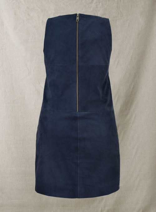 Dark Blue Suede Circle Leather Dress - # 755