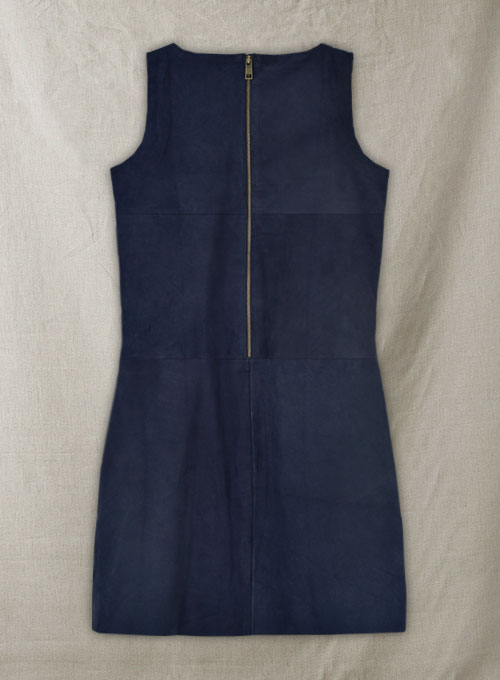 Dark Blue Suede Circle Leather Dress - # 755