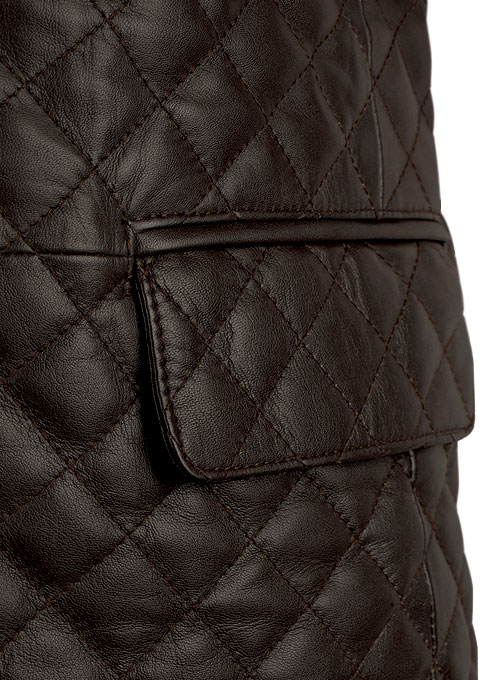 Dark Brown Bocelli Quilted Leather Blazer