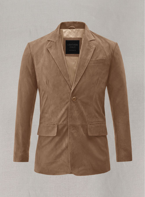 Dusty Beige Suede Leather Blazer