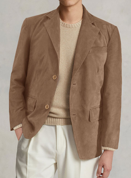 Dusty Beige Suede Leather Blazer
