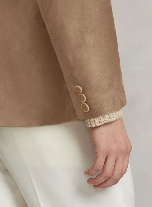 Dusty Beige Suede Leather Blazer