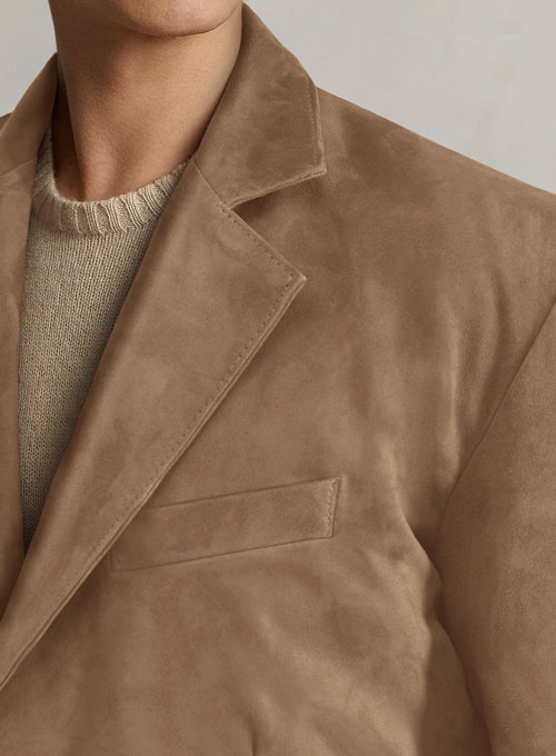 Dusty Beige Suede Leather Blazer