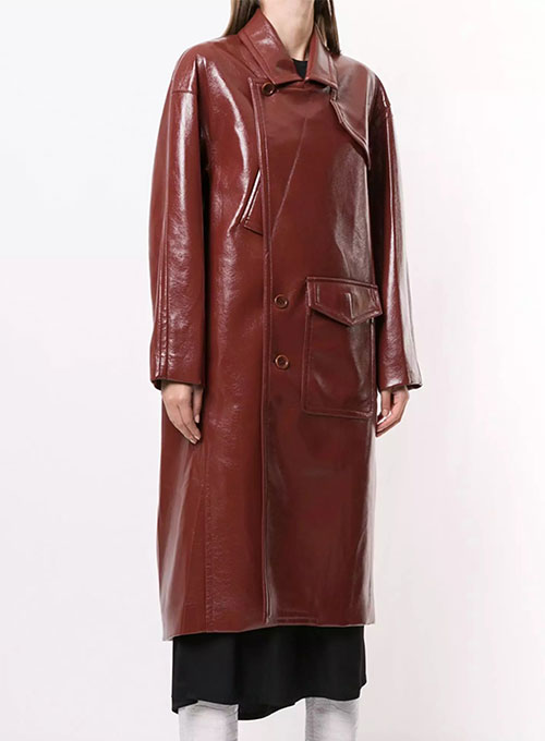 Elle Leather Long Coat