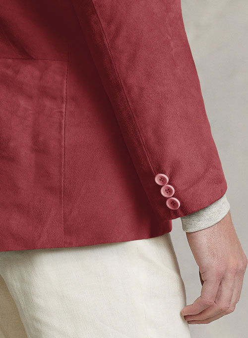 French Red Suede Leather Blazer