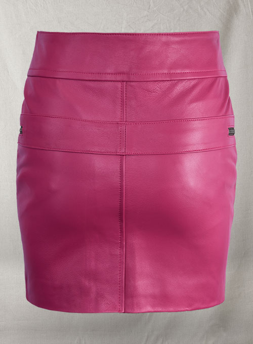 Front Zipper Leather Mini Skirt - # 143