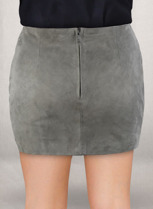 Gray Suede Bossy Buckle Leather Skirt - #443