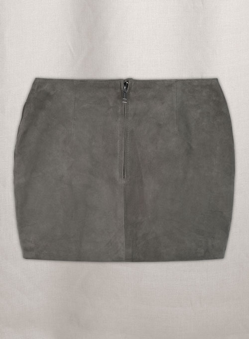 Gray Suede Bossy Buckle Leather Skirt - #443