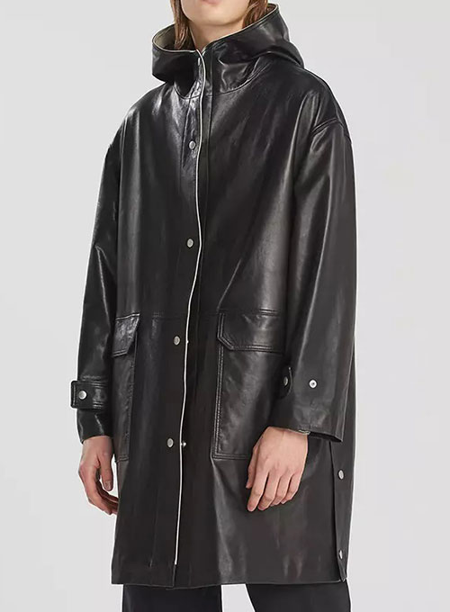 Hooded Leather Trench Coat Hooded Leather Trench Coat
