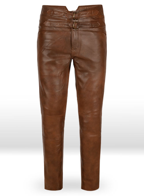 tan leather jeans