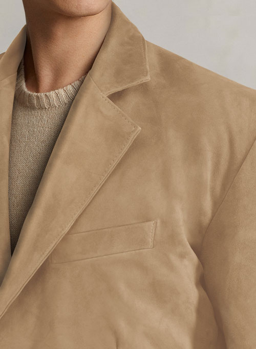Latte Beige Suede Leather Blazer