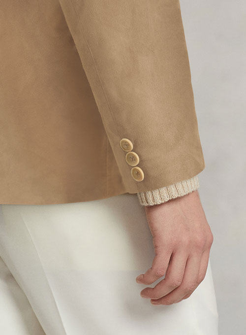Latte Beige Suede Leather Blazer
