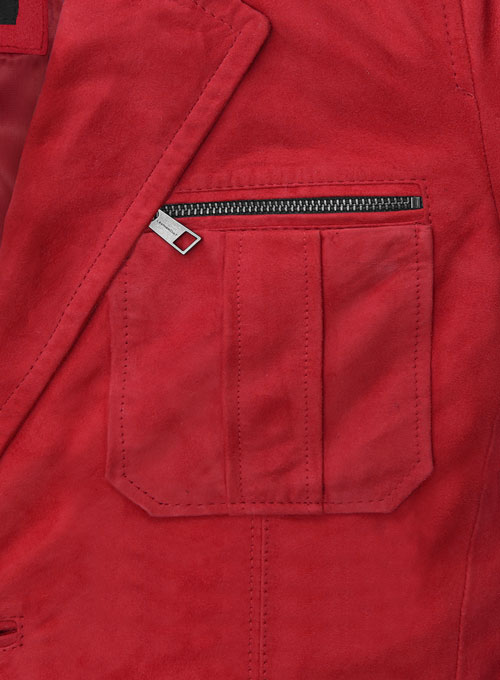 Lava Red Suede Leather Blazer - # 125
