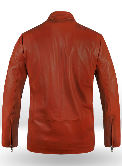 Bright Orange Leather Jacket #706