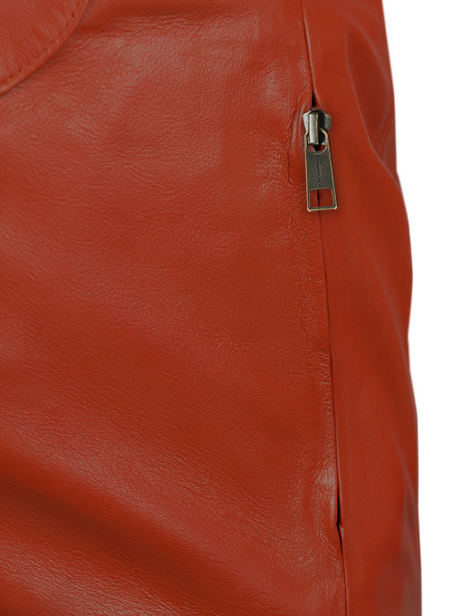 Bright Orange Leather Jacket #706