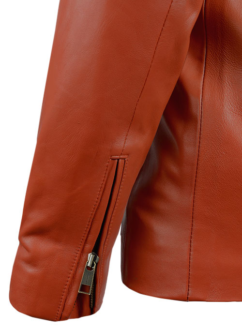 Bright Orange Leather Jacket #706