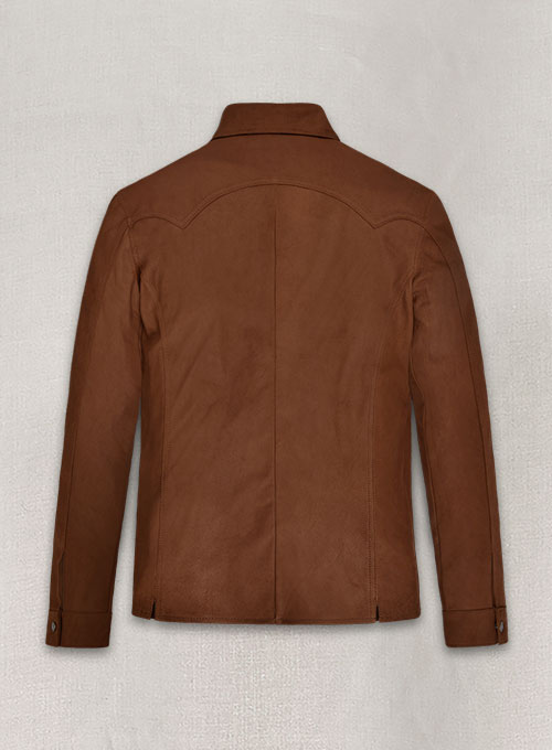 Light Weight Unlined Brown Leather Shirt
