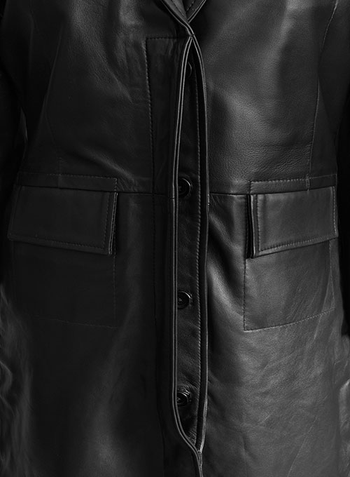 Margot Robbie Wolf Of Wall Street Leather Long Coat
