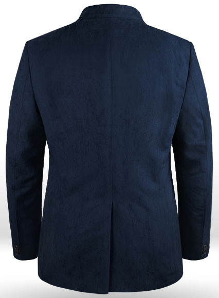 Navy Suede Vegan Leather Blazer