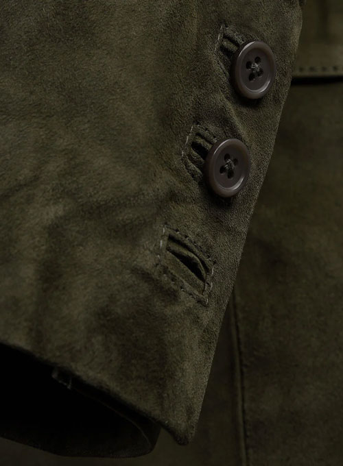 Olive Green Suede Leather Suit