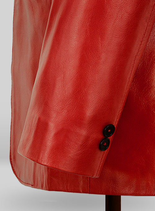 Red Hampton Leather Blazer