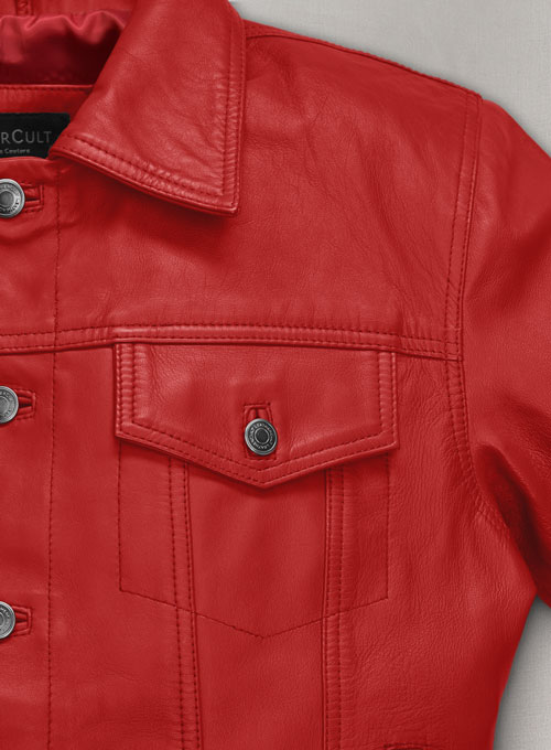 Red Leather Trucker Jacket