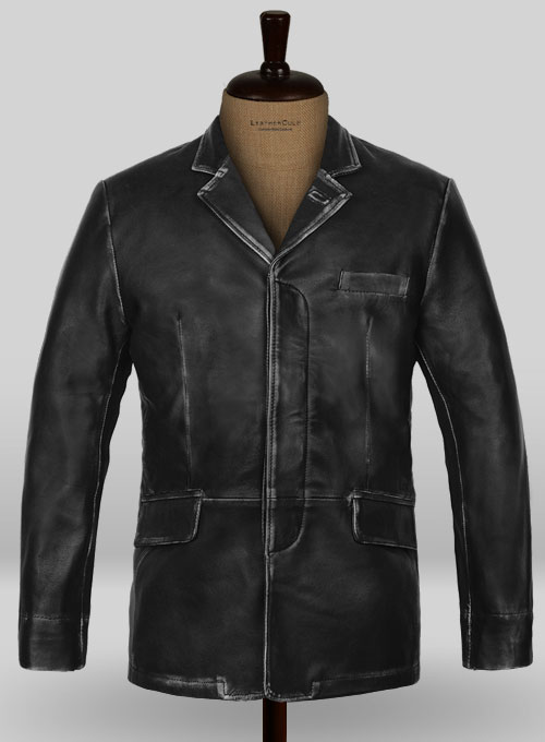Rubbed Black Will Smith Leather Blazer