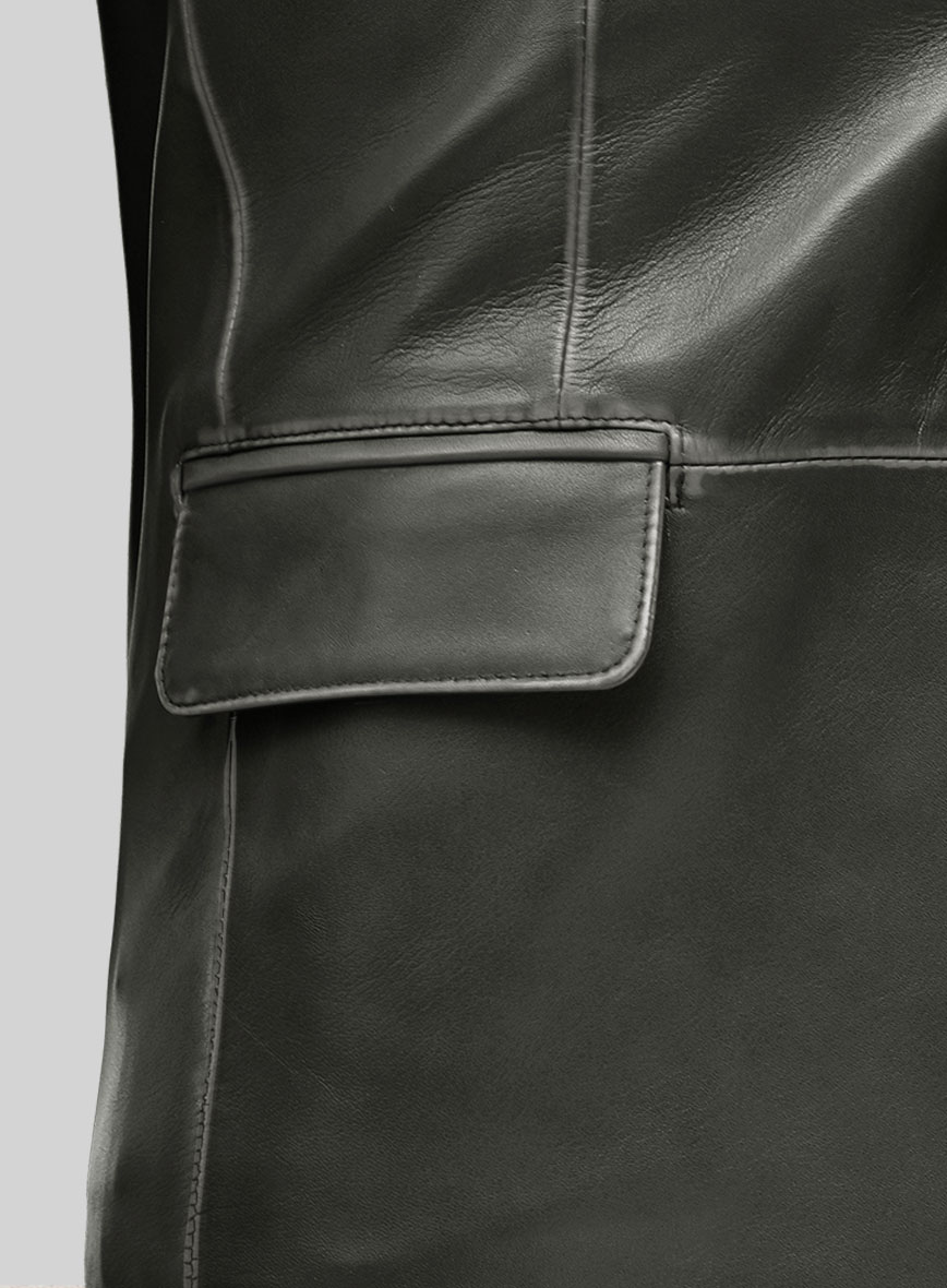 Rubbed Charcoal Leather Blazer