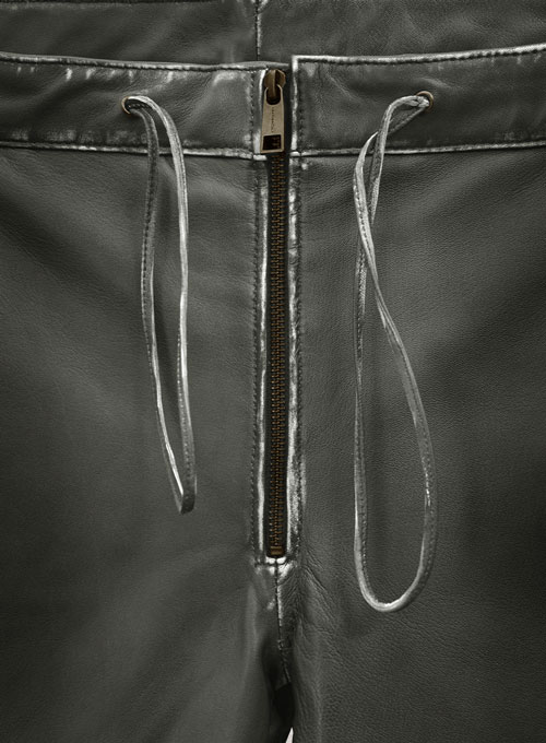 Rubbed Charcoal Ricky Martin Leather Pants
