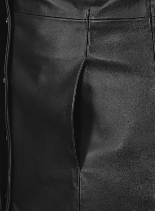Selena Gomez Leather Long Coat