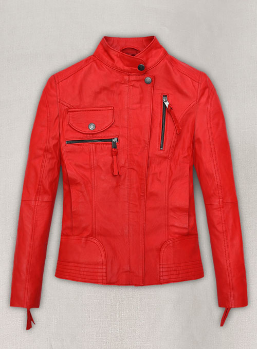Soft Blood Red Washed and Wax Leather Jacket # 520