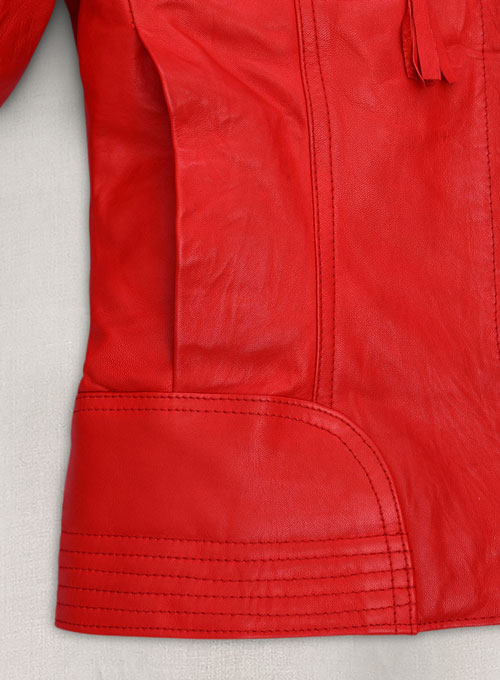 Soft Blood Red Washed and Wax Leather Jacket # 520